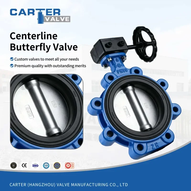 Фото Задвижка Centerline WCB из литой стали, межфланцевая, с ручным червячным приводом, уплотнение NBR, стандарт DIN PN6-PN64 DN40-DN1800, оптом №4