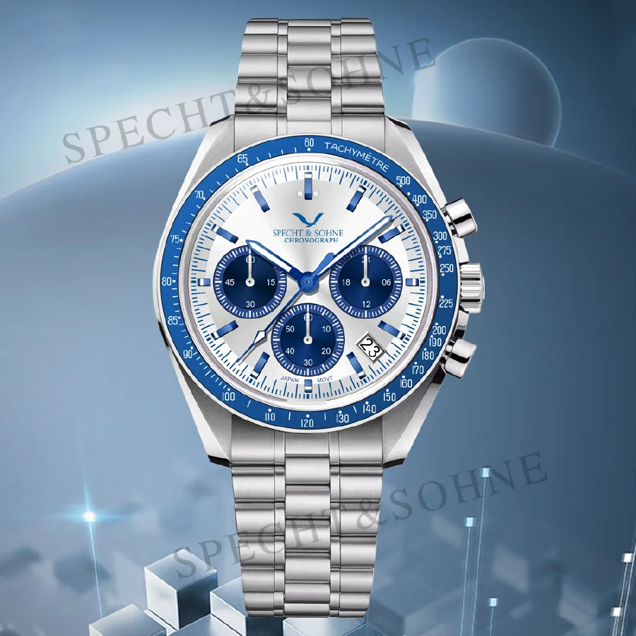 

Specht&Sohne 2023 New Men's Watches Japan Chronograph VK63 Quartz Watch For Men Stainless Steel Sapphire 50M Waterproof 42MM