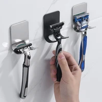 Punch Free Shaver Holder Shaving Towel Razor Shelf Rack Storage Hooks Shaving Razor Straight Stand Rack Bathroom Organizer