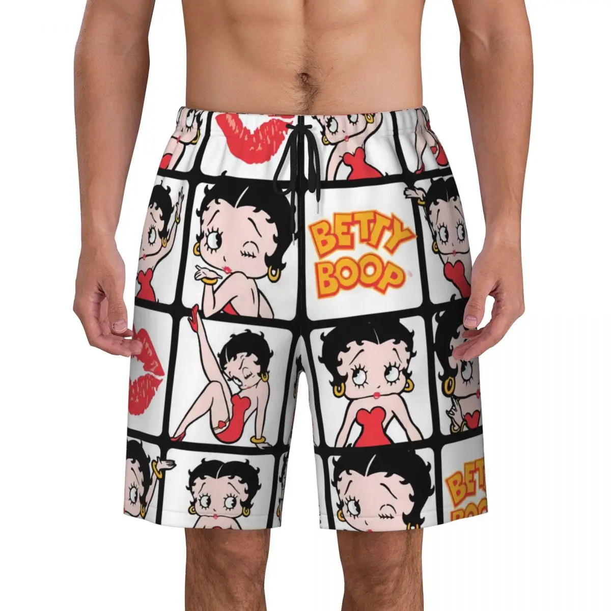

Персонализированные Мультяшные трусы для девушек Boop Bettys, графические плавки с коллажем, мужские быстросохнущие шорты для доски, купальные костюмы, бордшорты