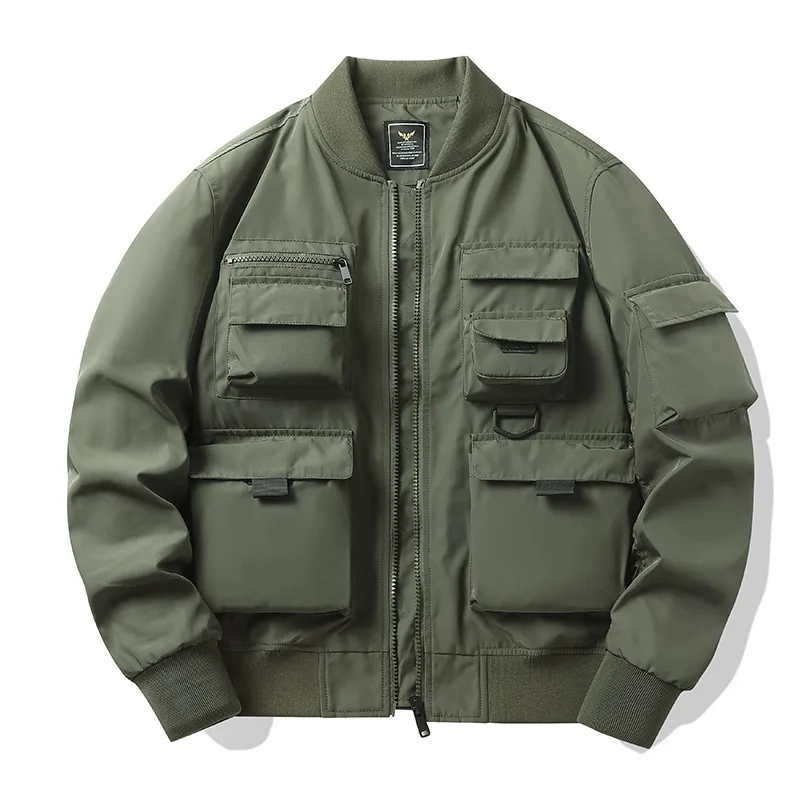 

Mcikkny Men Cargo Techwear Casual Bomber Jackets Multi Pockets Tactical Streetwear Outwear Coats For Male Plus Size M-4XL