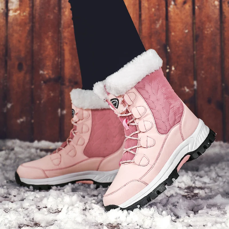 Xiaomi SALUDAS Women's Ankle Boots Winter Waterproof Warm Snow Boots Luxury Casual High Top Leather Boots Zapatos Women Sneakers