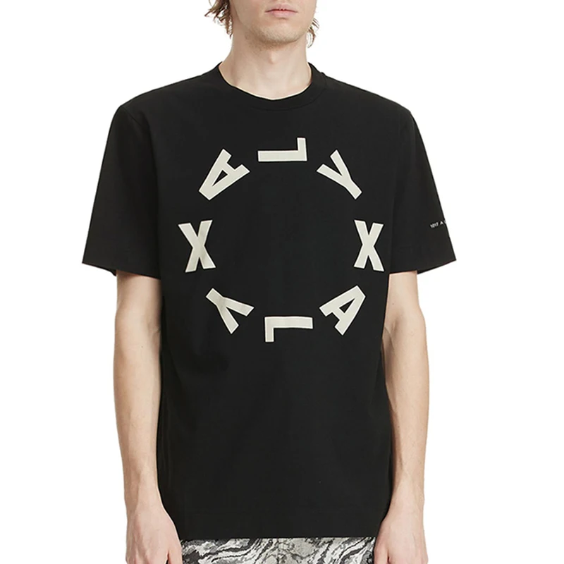 

2023 Summer Style Letter Round Print High Quality Hip Hop Black ALYX 1017 9SM T-shirt Top