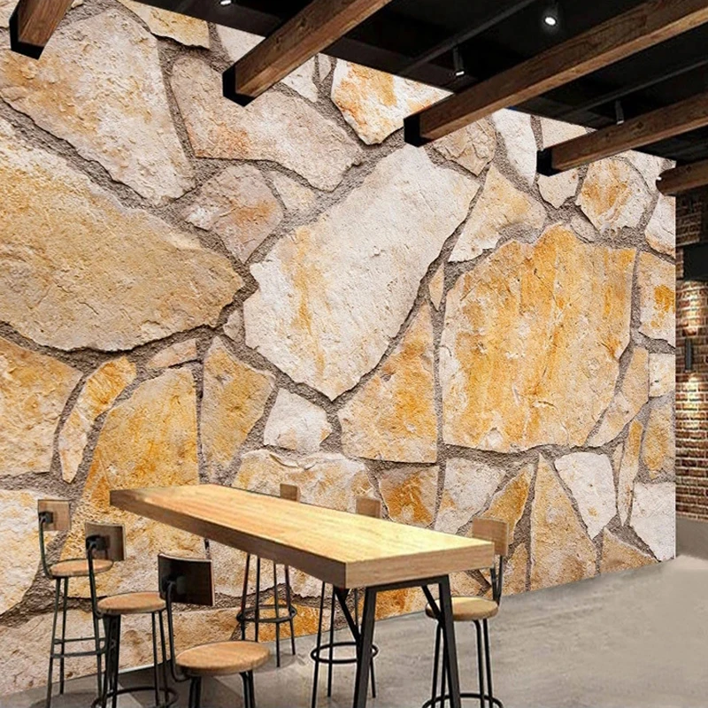 Пользовательские 3D настенная бумага Современный Креативный камень текстура Fresco
