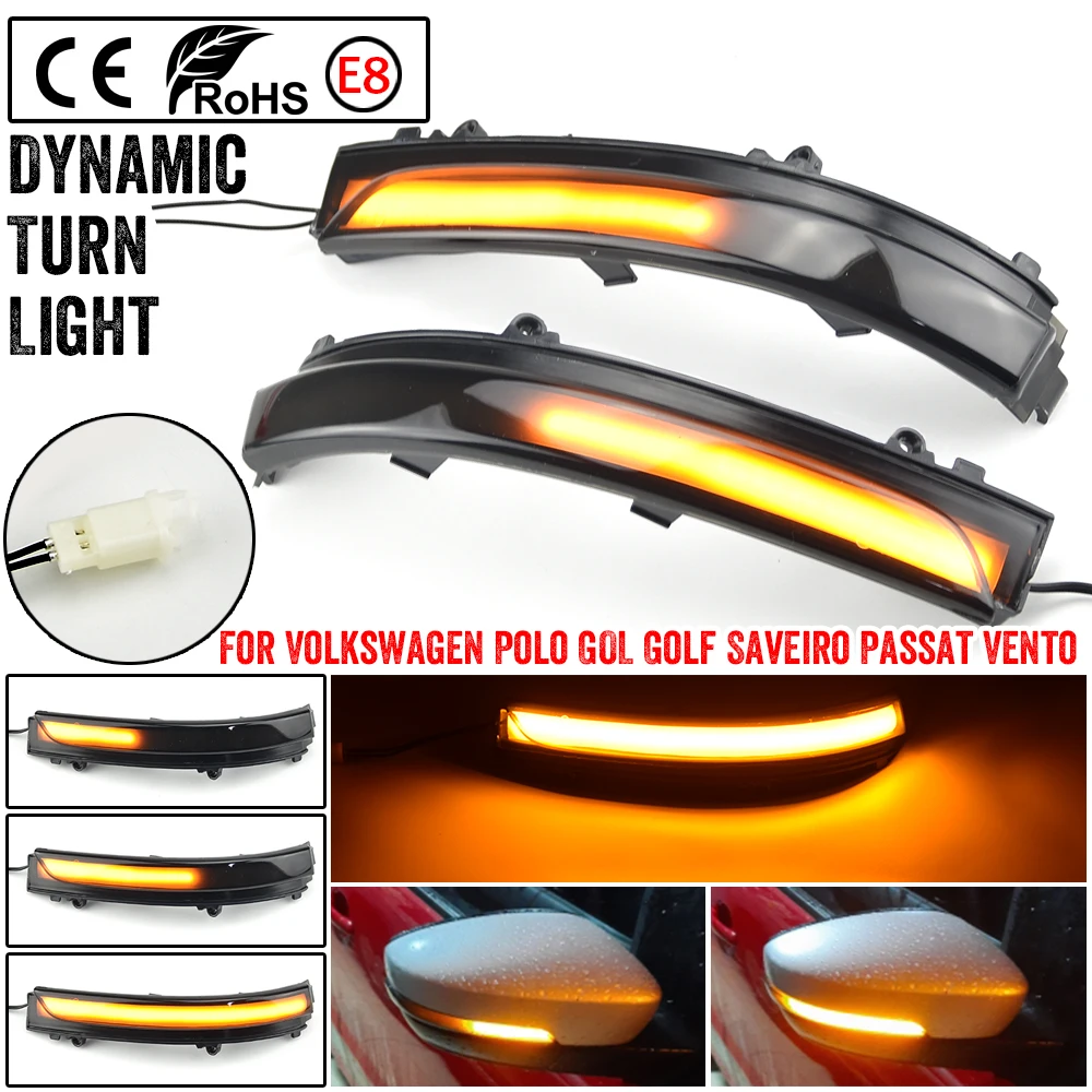 

LED Dynamic Turn Signal Light For VW Jetta Mk6 Voyage Saveiro G6 G7 Gol Geracao 6/7/8 UP Spacefox Side Mirror Sequence Indicator