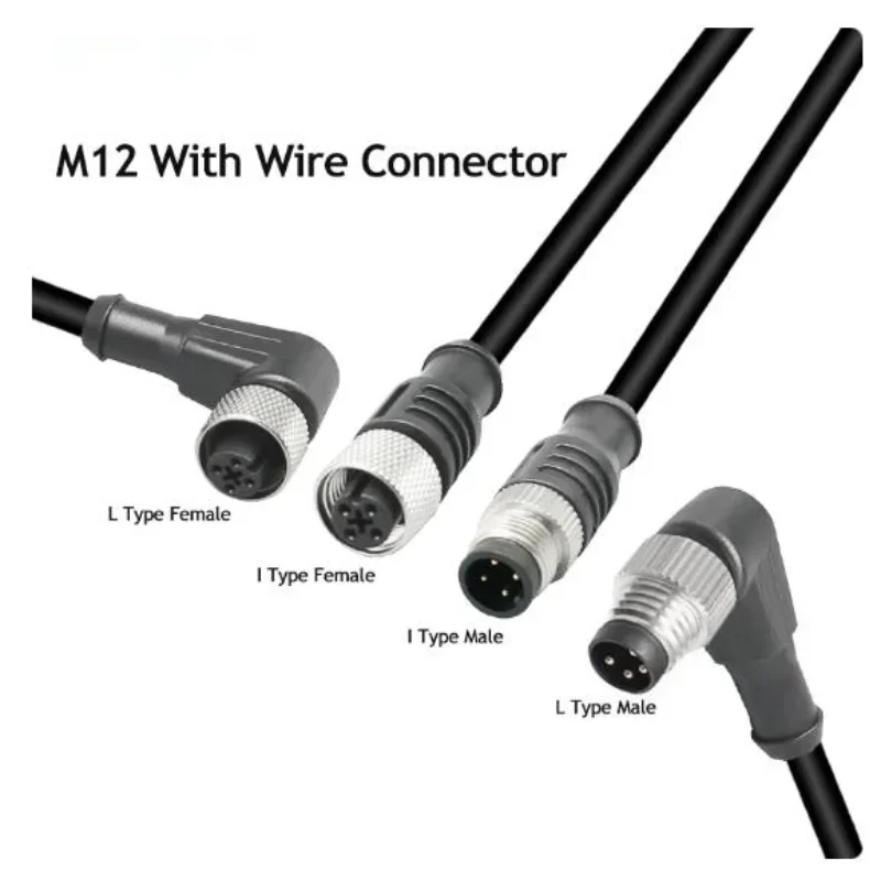 M12 4-контактный ПВХ 5-метровый соединитель датчика авиационные вставки кабельный