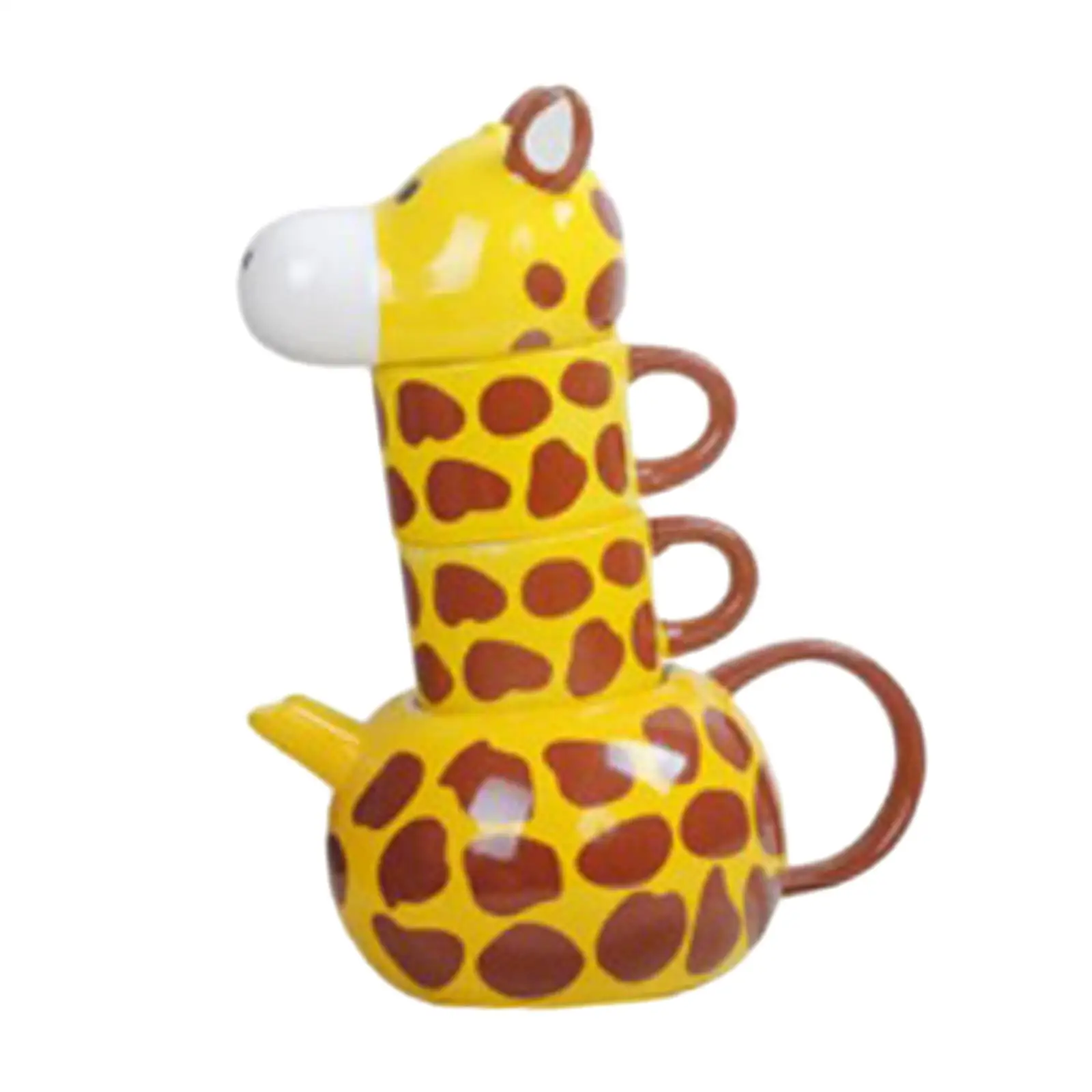 

Cartoon Giraffe Tea Set Cute Animal Milk Mug Water Kettle Milk Mug Birthday Gifts Tea Kettle Set for Desk Office Home Travel