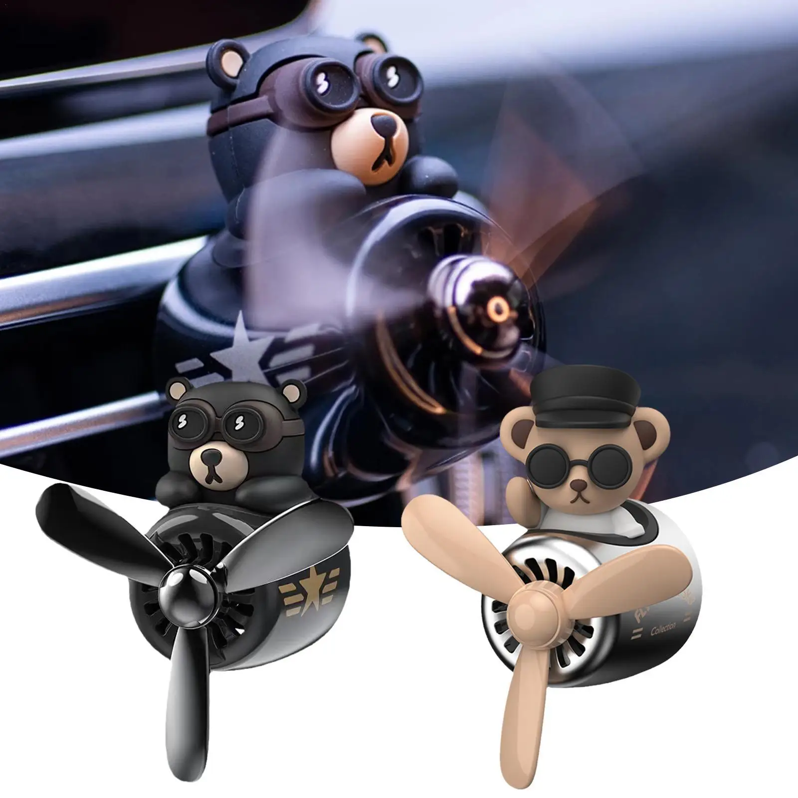 

Bear Car Air Freshener Cute Car Diffuser Rotating Propeller Air Outlet Vent Fresheners Aromatherapy Ornament Car Interior