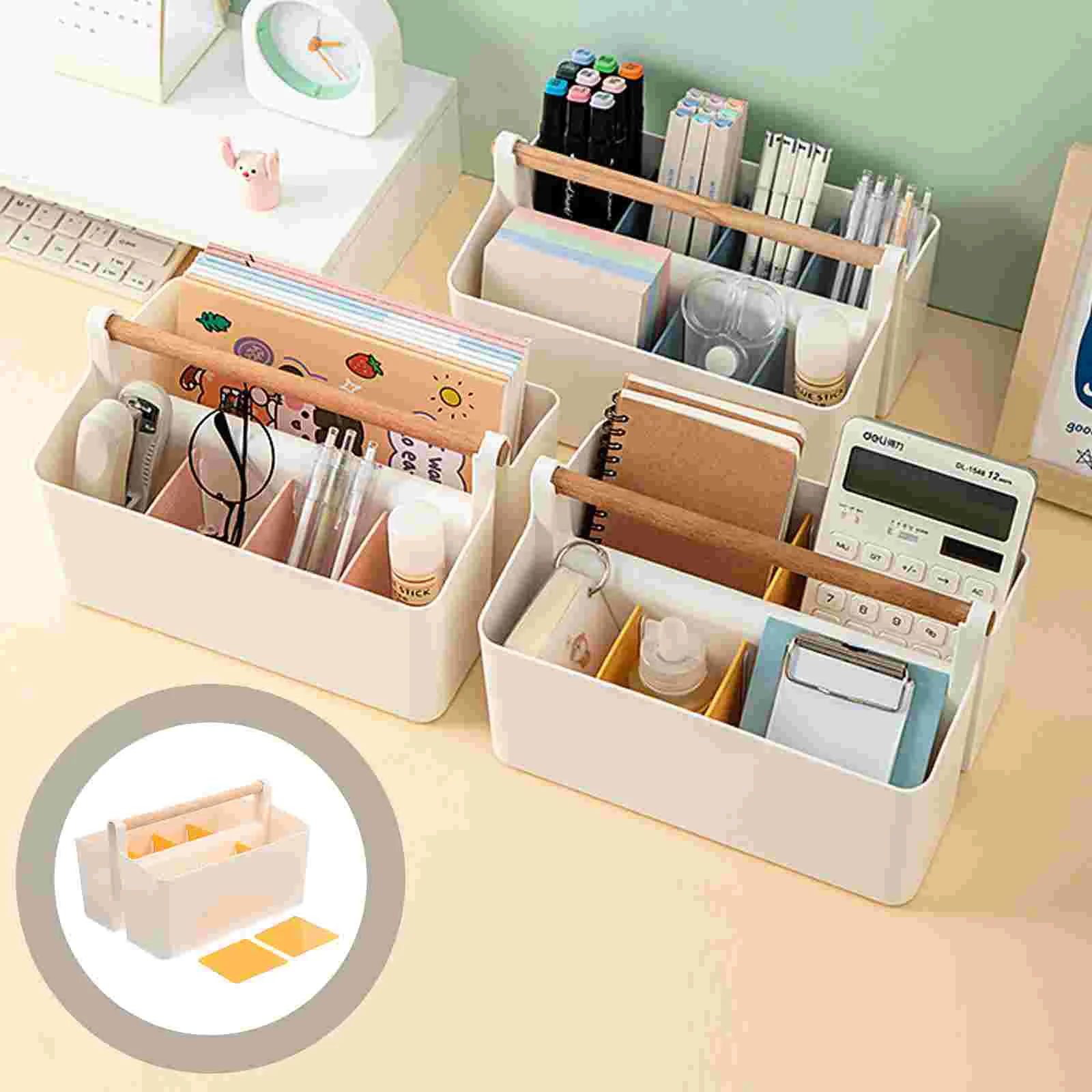 

Organizerbasket Office Holder Divided Desk Organizers Makeupsupplies Desktop Stationery Utility Storage Compartment