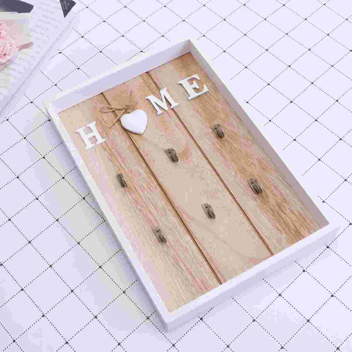

Wall Mount Wooden Key Holder Home Letter Wall Decor Wood Wall Storage Cabinet Rustic Wall Mounted Jewelry Hook Organizer Holder