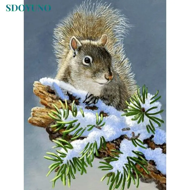 

SDOYUNO 5D Diamond Painting Animal Squirrel Cross Stitch Kit Full Square Round Diamond Embroidery Pictures Of Rhinestones Handic