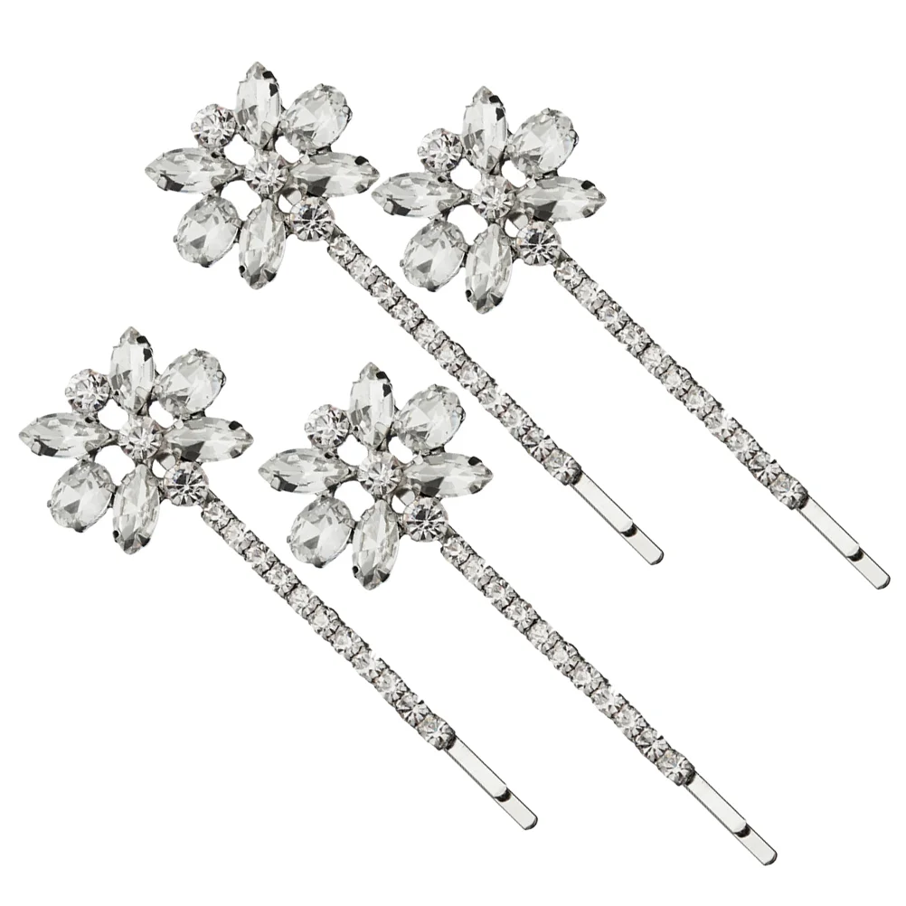 

2 Pairs Bridal Rhinestone Barrette Hairpins Pearl Clip Wedding Accessories Women Headdress Alloy Clips