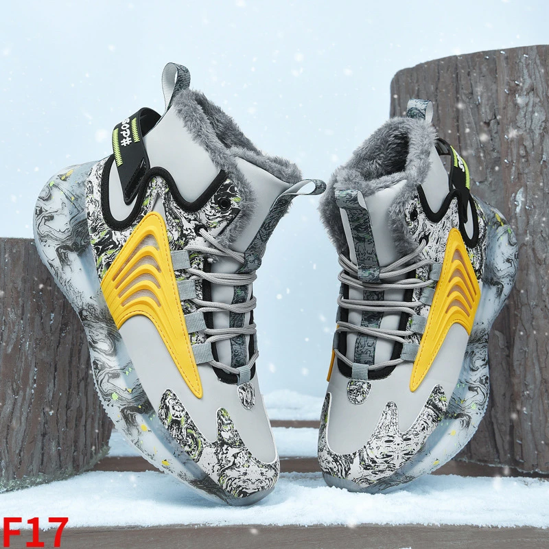 

2023 New Winter Men's Casual Shoes with plush and thickened insulation snow boots men's trendy soft soles high top sports shoes