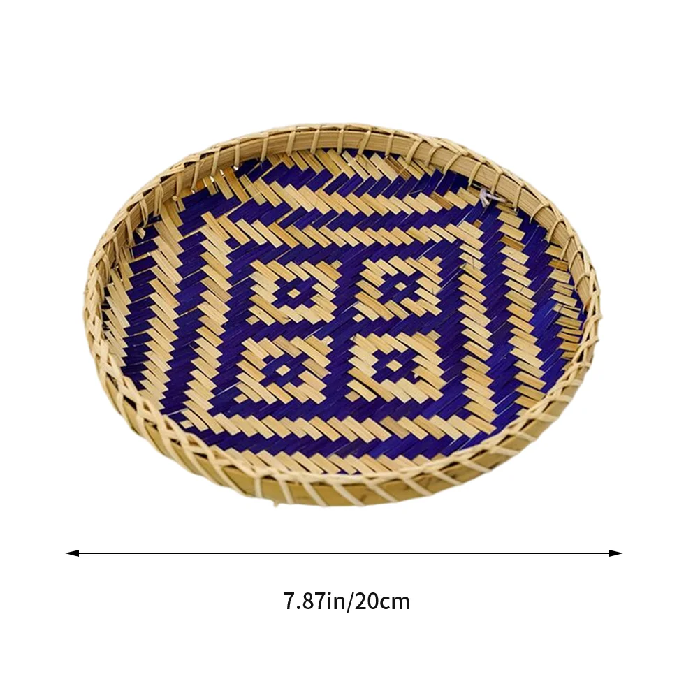 

Bamboo Weaving Tray Woven Basket for Eating Food Round Bamboo Tray Woven Tray