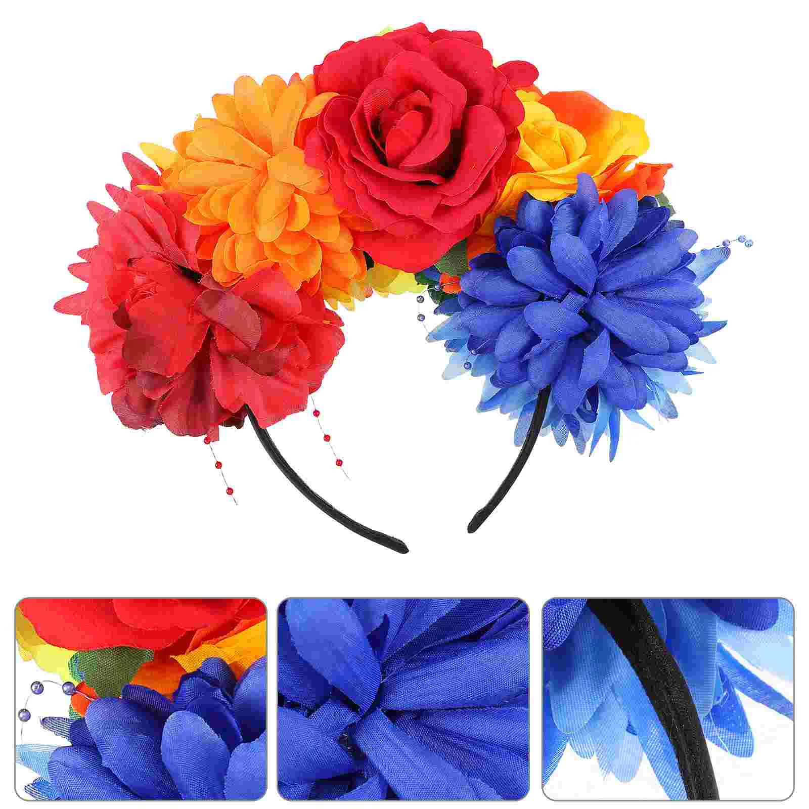 

Stylish Headbands Women Peony Flower Rainbow Hairband Button Crown Pride Fabric Girls Hoops Women's