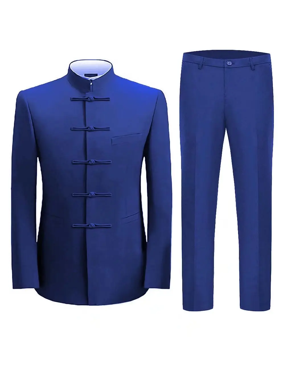 

2Pcs Stand Collar Male Tang Suits Party Wedding Luxury Retro Slim Men Blazer Set ZhongShan Chinese Jacket Trousers 11 Colors