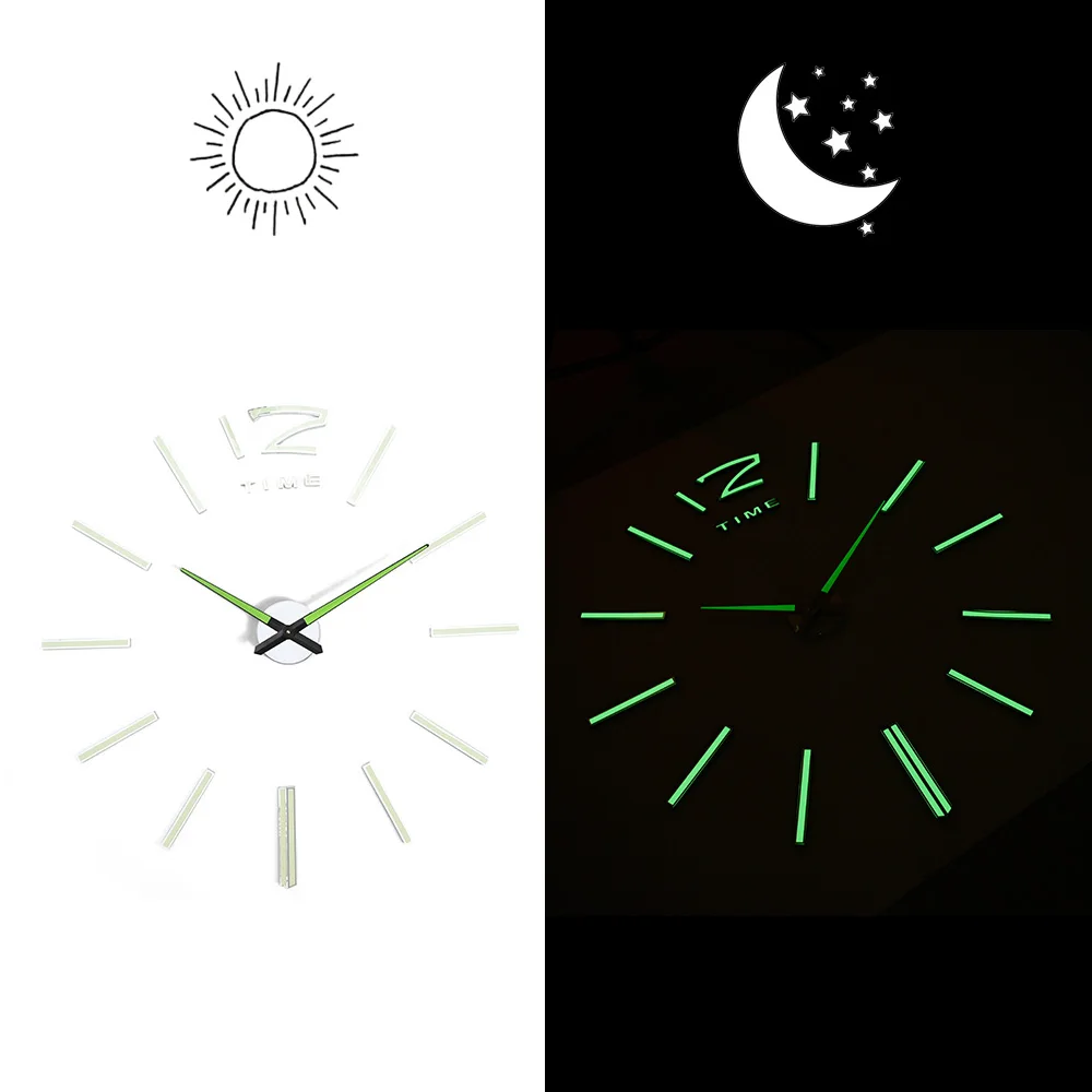 Светящиеся Настенные часы большой бесшумный Кварцевый Будильник 3D сделай сам в