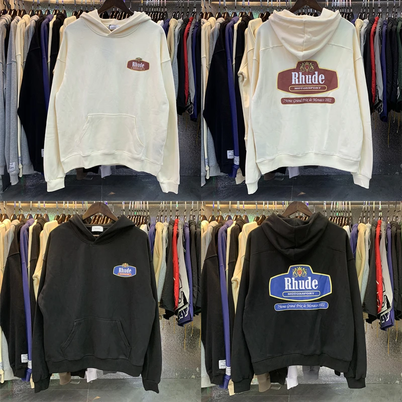 

Rhude Hoodie Men Women Oversized Rhude Sweatshirts Streetwear Pullovers Tags