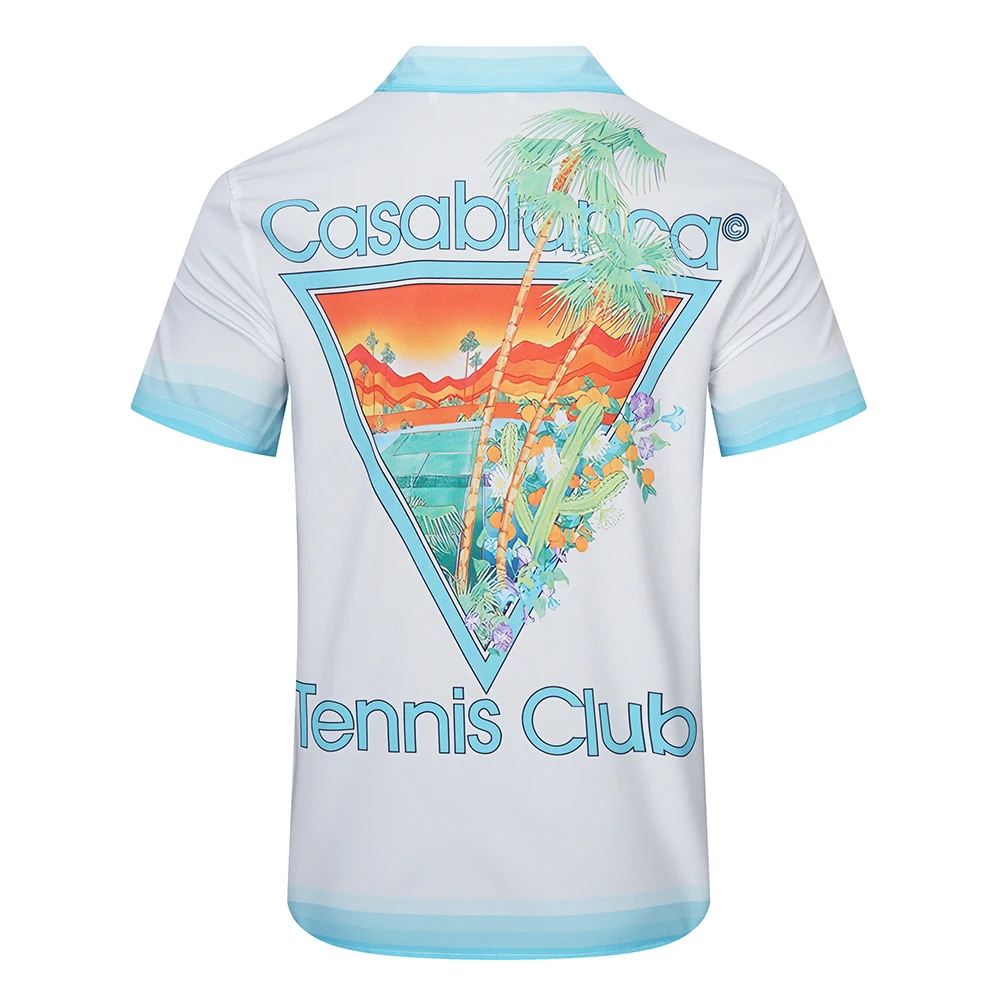 

Мужская летняя рубашка с коротким рукавом, с принтом в виде замка и надписью