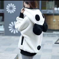 kawaii panda ear sweater hoodie coat women warm cute bear knitted pullovers outerwear overcoat autumn winter fashion streetwear