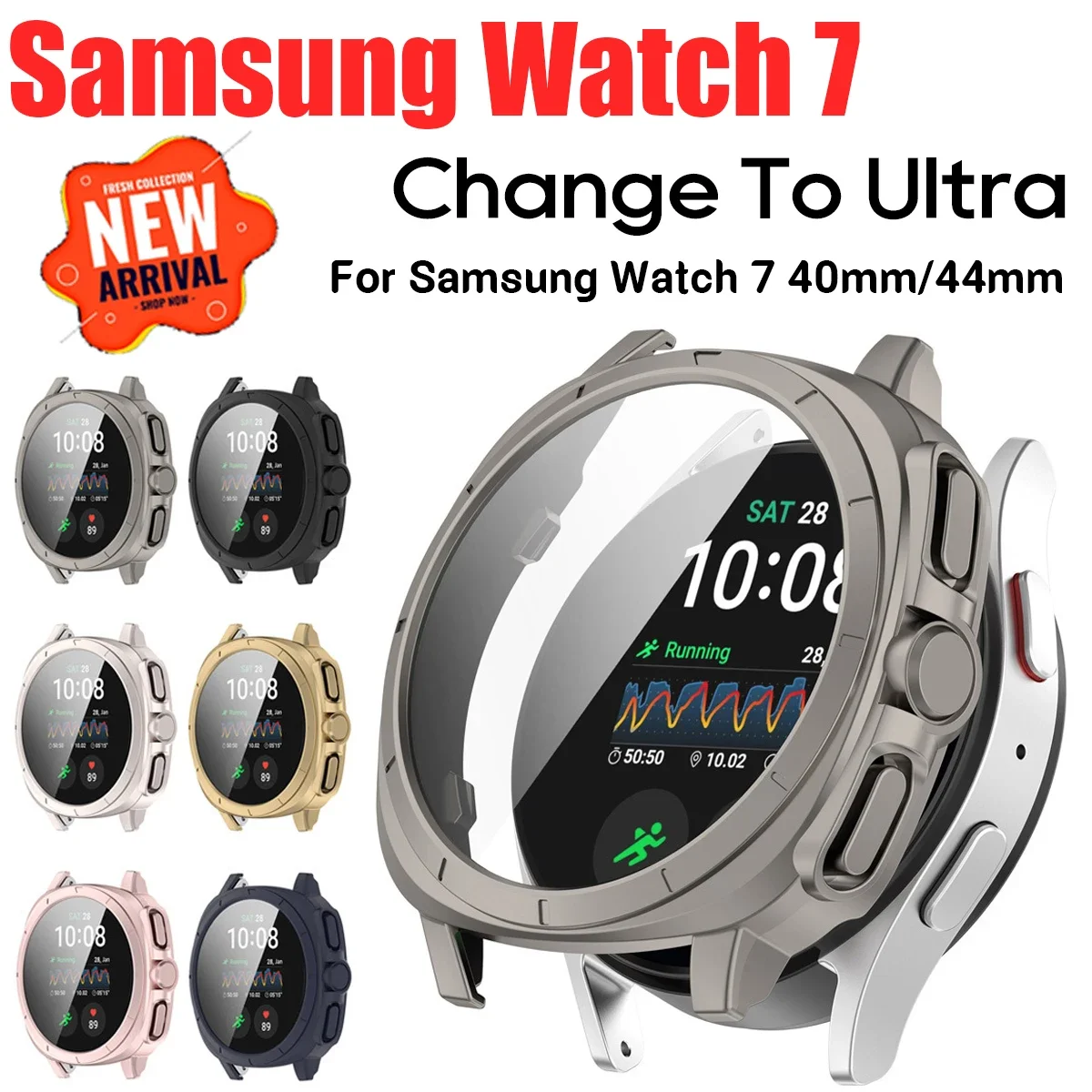 Чехол Change To Ultra для Samsung Galaxy Watch 7 44 мм 40 аксессуары защитный чехол + защитное стекло