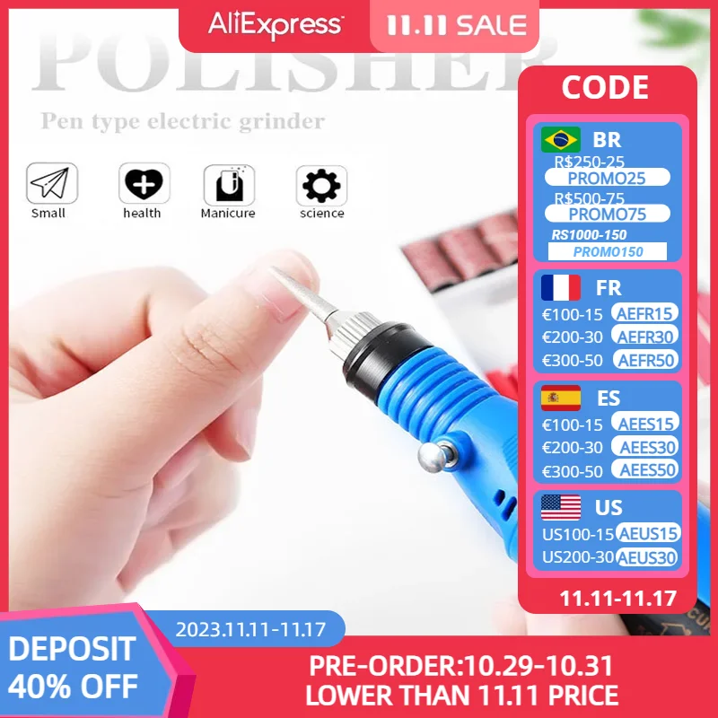 

Pen Type Electric Grinder Sander Nail Drill Cutter Manicure Products Professionals Polisher Nails Art Supplies Accessories Tools