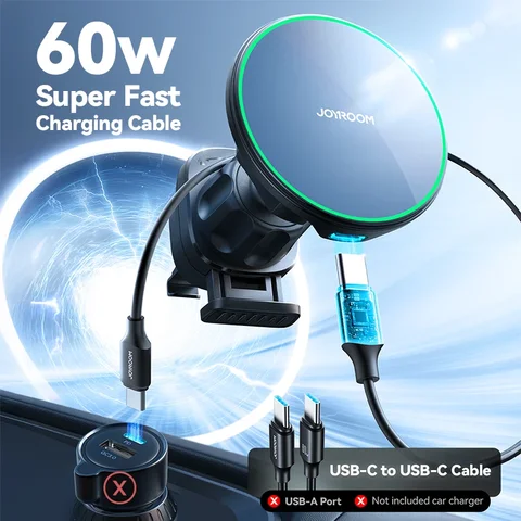 Joyroom для Qi2, 15 Вт, магнитное автомобильное зарядное устройство, сертифицированный Qi2-беспроводной автомобильный держатель для вентиляционного отверстия/приборной панели для iPhone 16 Pro Max