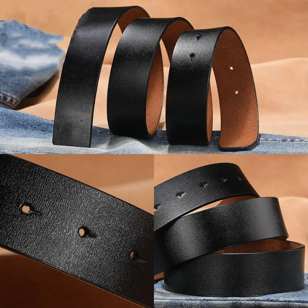 Фото Прочный кожаный ремень без пряжки для рукоделия и DIY, классический пояс 3.3/3.8 см с отверстиями, из натуральной кожи, от люксового дизайнерского бренда №3