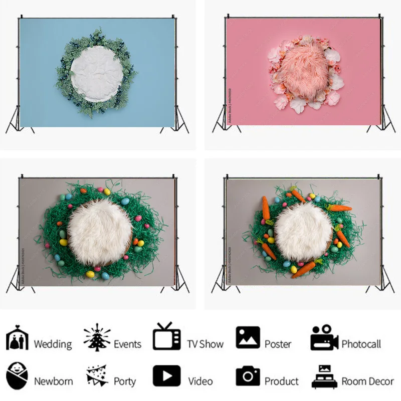 

SHUOZHIKE Newborn Portrait Backdrop Floral Swing Birthday Artistic Basket Stars Baby Studio Photography Background ZZ-15