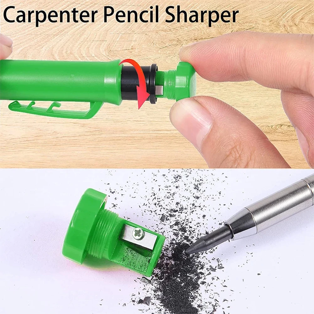 

Carpenter Pencil With Refill Leads 145mm Length Built-in Sharpener For Deep Hole Marker Solid Carpenter Pencil Woodworking Tools