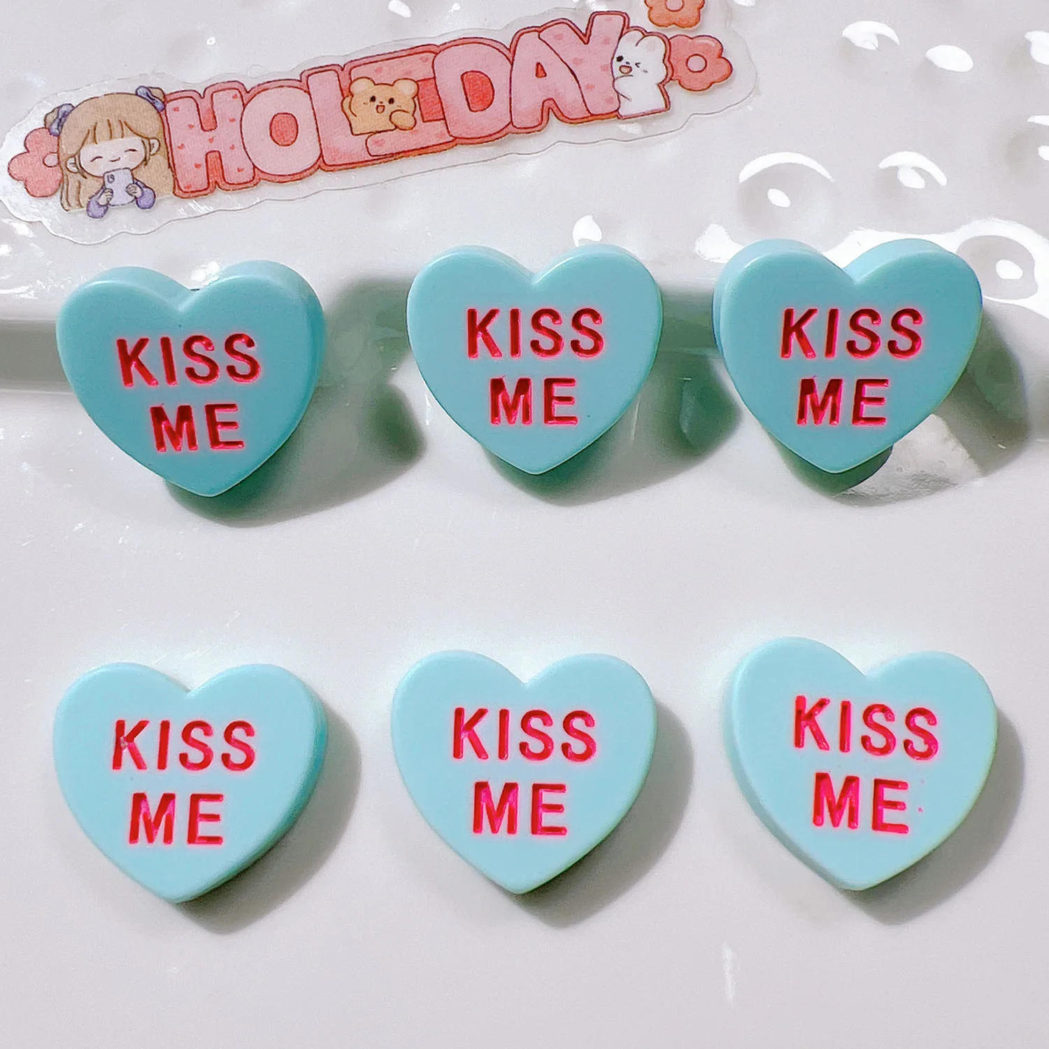 10 шт. новый милый мультяшный орнамент в форме сердца KISS ME серии с плоской задней