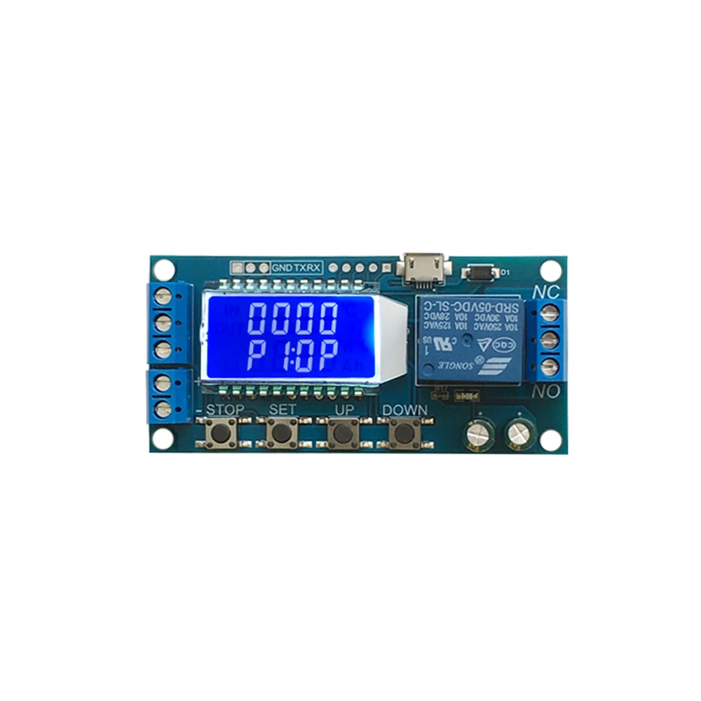 

1-way Time Delay Relay Module 6-30V Micro USB Relay Control Timer Switch Trigger Cycle Delay Relay Module with Digital LCD
