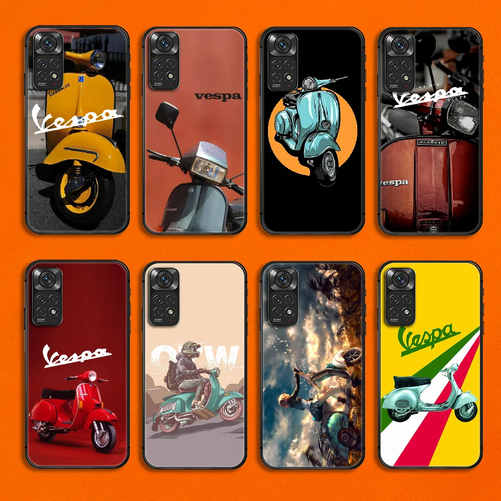 

Vespa Piaggio Phone Case Cover For Xiaomi Redmi Note K50 7 8 9 10 11 12 A C E T S Ultra Pro Plus TPU Soft Black Black