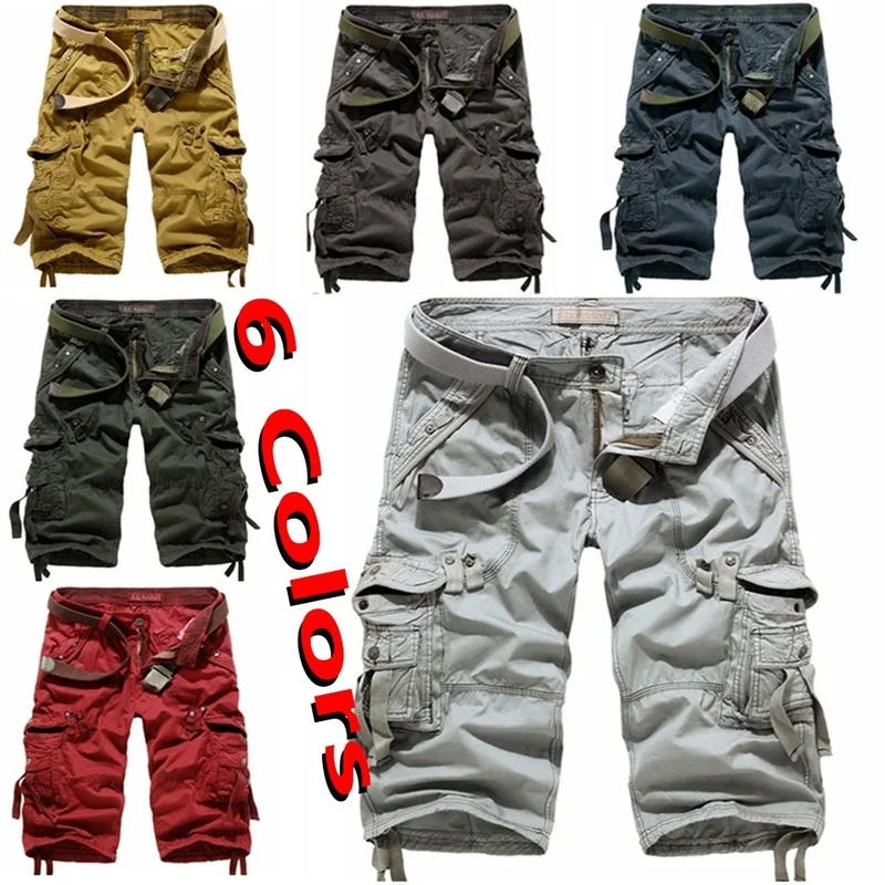 

Men's Summer Overalls Street Casual Shorts Cargo Shorts Men's Man Pants Drawstring Shorts Tactical Short Pants ( 6 Colors)