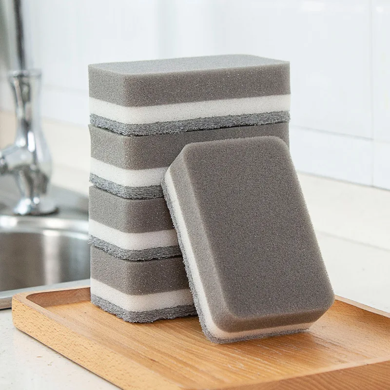 5pcs grey color Cleaning sponge Scouring Pad Household Cleaning Tools & Accessories Kitchen Items Washing Dish flume
