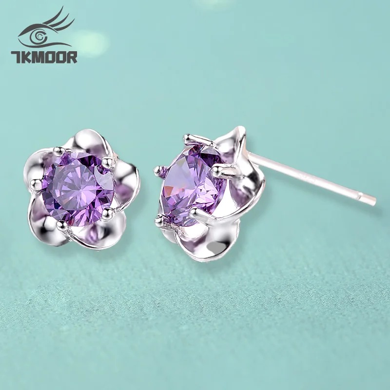 

Stud Earrings Exquisite Flower Clover Zircon Stud Earrings For Women Silver Color Earring Earings Jewelry Earing Brincos Gift