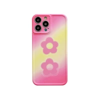 gradient dreamy pink flowers case for iphone 12 13 pro max back phone cover for 11 pro x xs xr 8 7 plus se 2020 capa