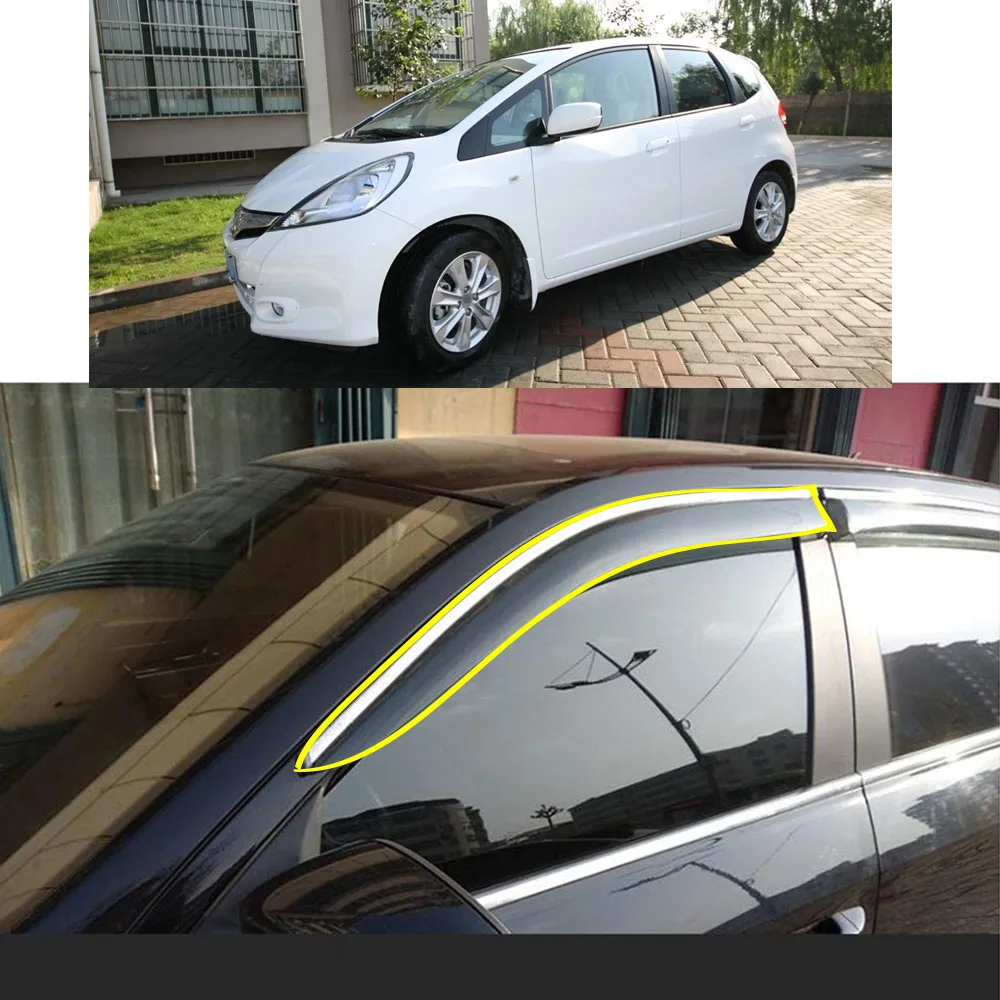 

Car Sticker Plastic Window Glass Wind Visor Rain/Sun Guard Vent For Honda Fit Jazz Hatchback 2007 2008-2009 2010 2011 2012 2013