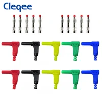 cleqee p3014 10pcs right angle 4mm banana plug insulated adapter multimeter wire solder type diy connector optional color