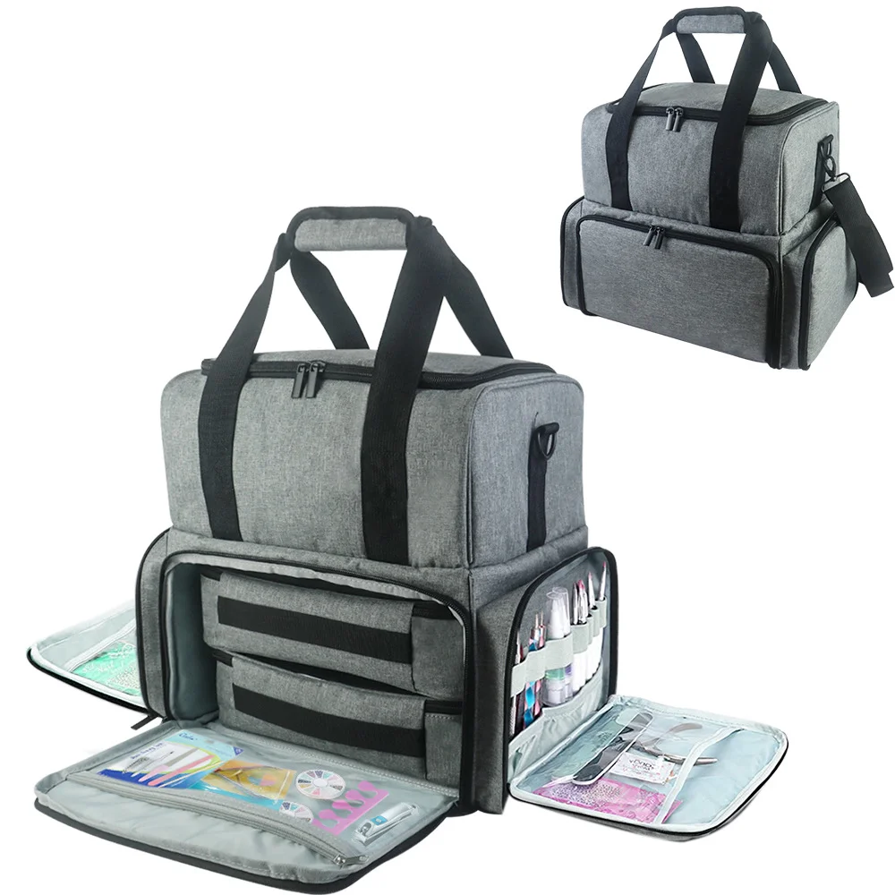 

Removable Bag Bag Purpose Carrying Polish With Divider Travel Case Storage Handbag Cosmetic Nail Portable Shoulder Multi Strap