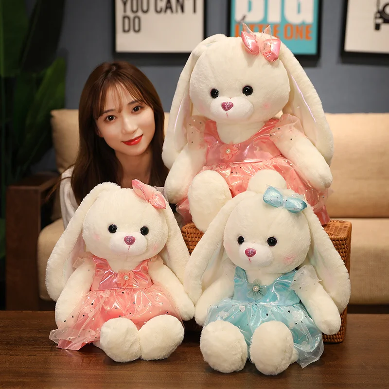 

30/45/60cm Lovely Wedding Dressed Rabbit Dolls Skirt Rabbit Plush Toys Stuffed Soft Animal Pillow Kawaii Birthday Present
