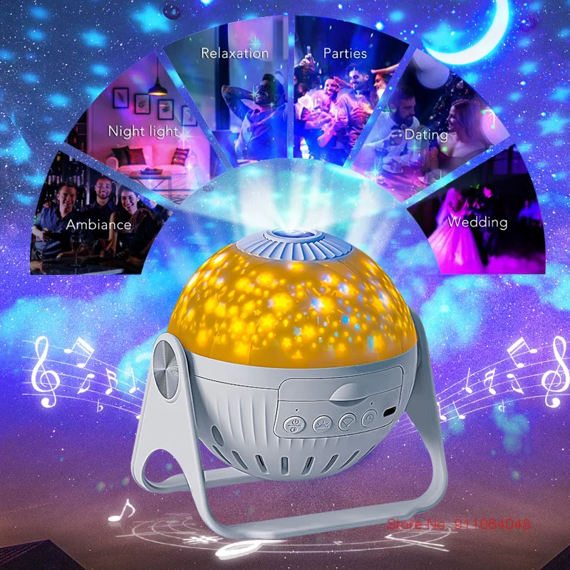 

Top Design Galaxy 6 In 1 Planetarium Projector Focusable HD 360 Degree Rotating Starry Sky Blue LED Night Light Home Decor Gifts