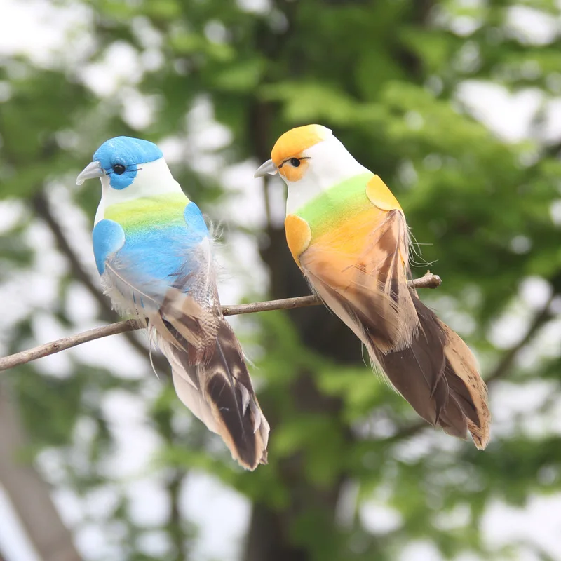 

3pcs Artificial Foam Color Birds Simulation Feather Birds with Claw Fake Bird Figurines Miniatures Home Garden Green Plant Decor