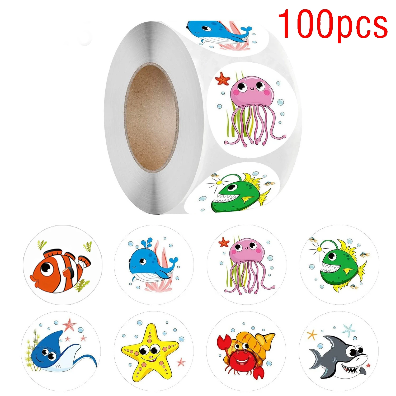 

Набор наклеек морских животных 100-500 шт