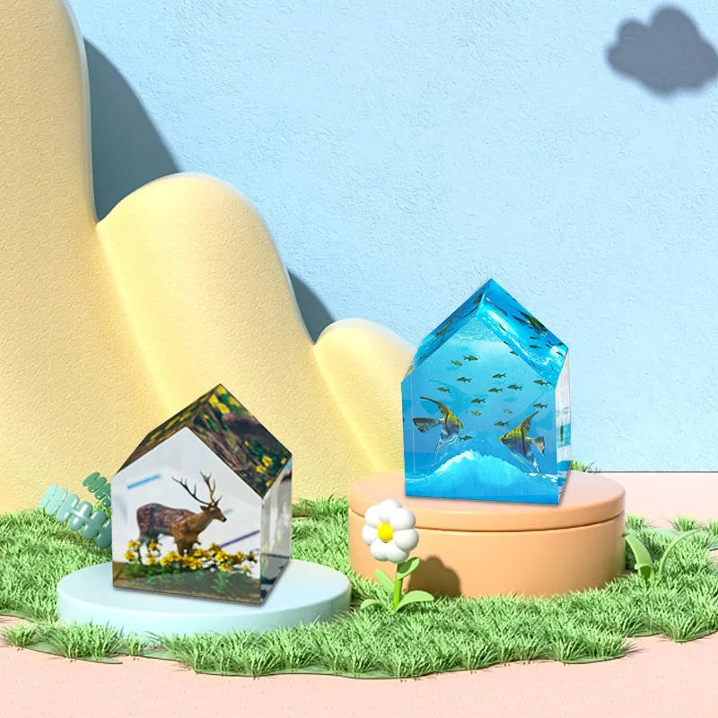 Geometry House Shaped Epoxy Resin Mold Jewelry Insect Plant Specimen Making Micro Landscape Decor House Specimen Silicone Mold