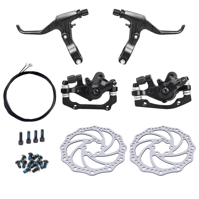 

Передние и задние с роторами 160 мм, колонка A/B из сплава, универсальные дисковые тормоза, велосипедные механические аксессуары для горного велосипеда