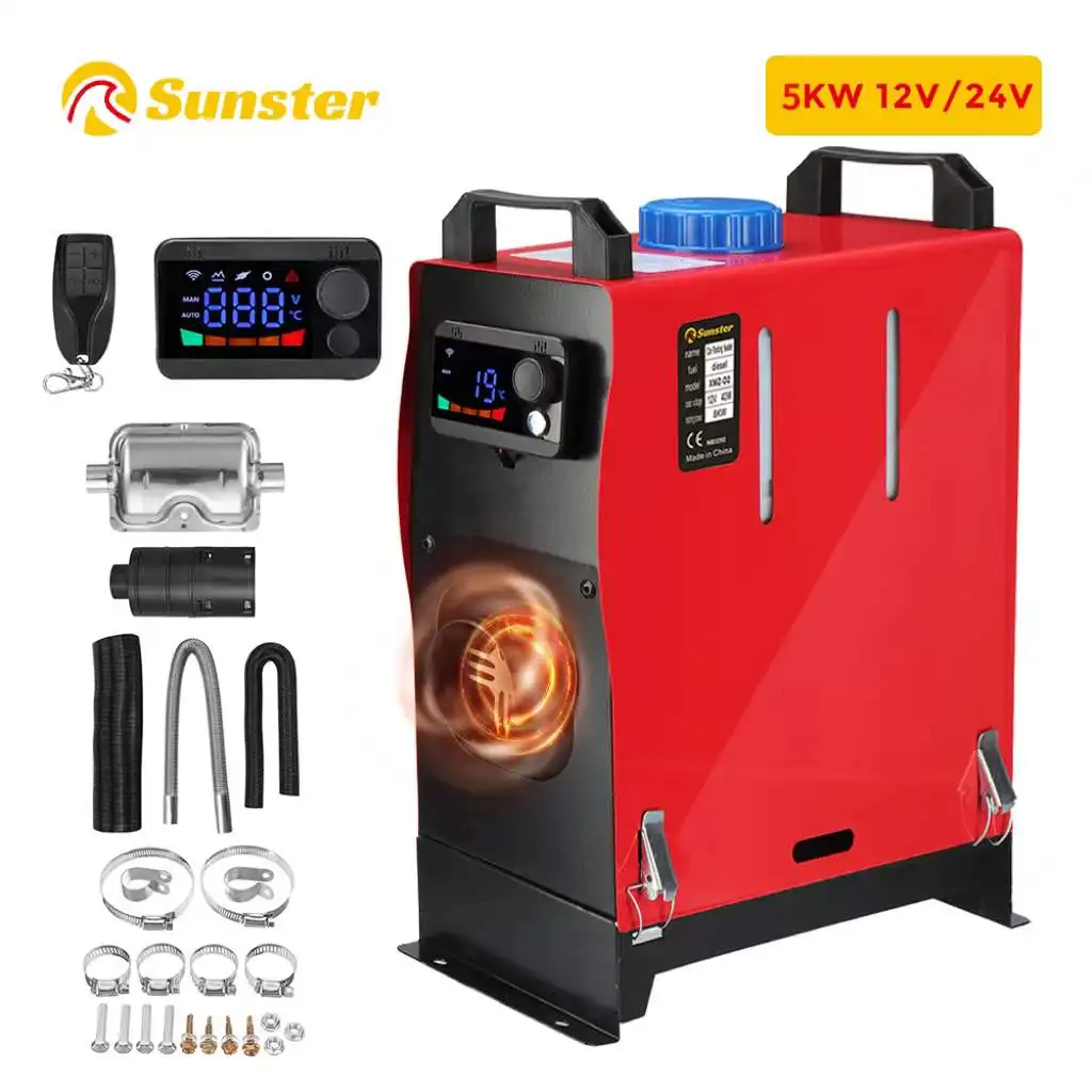 

Sunster 5KW Diesel Air Heater All in One 12V&24V Universal Car Parking Heater LCD Remote Control Voice Broadcast for Trucks RV