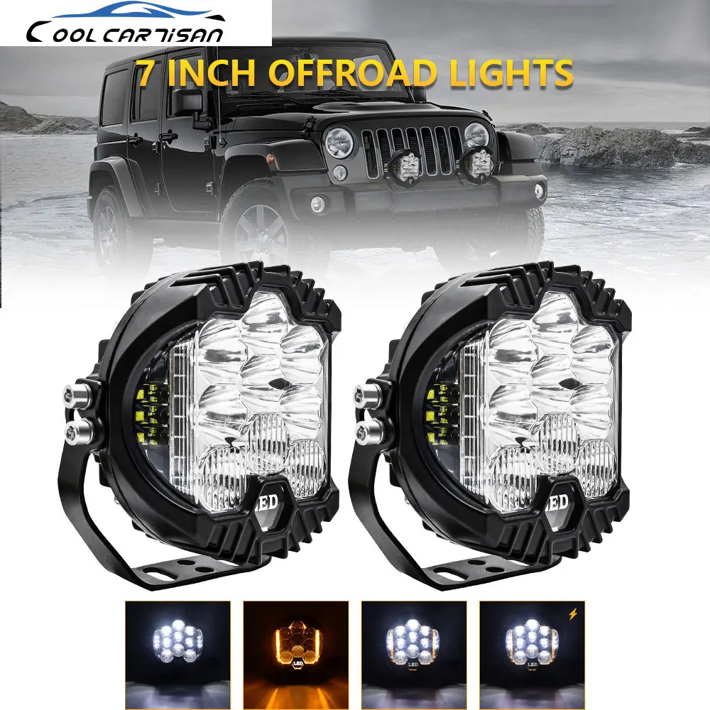 

5inch/7inch LED Work Light Bar DRL Hi/Lo Beam White Yellow Flash 300W for Offroad 4x4 UAZ Wrangler Jeep JK headlight