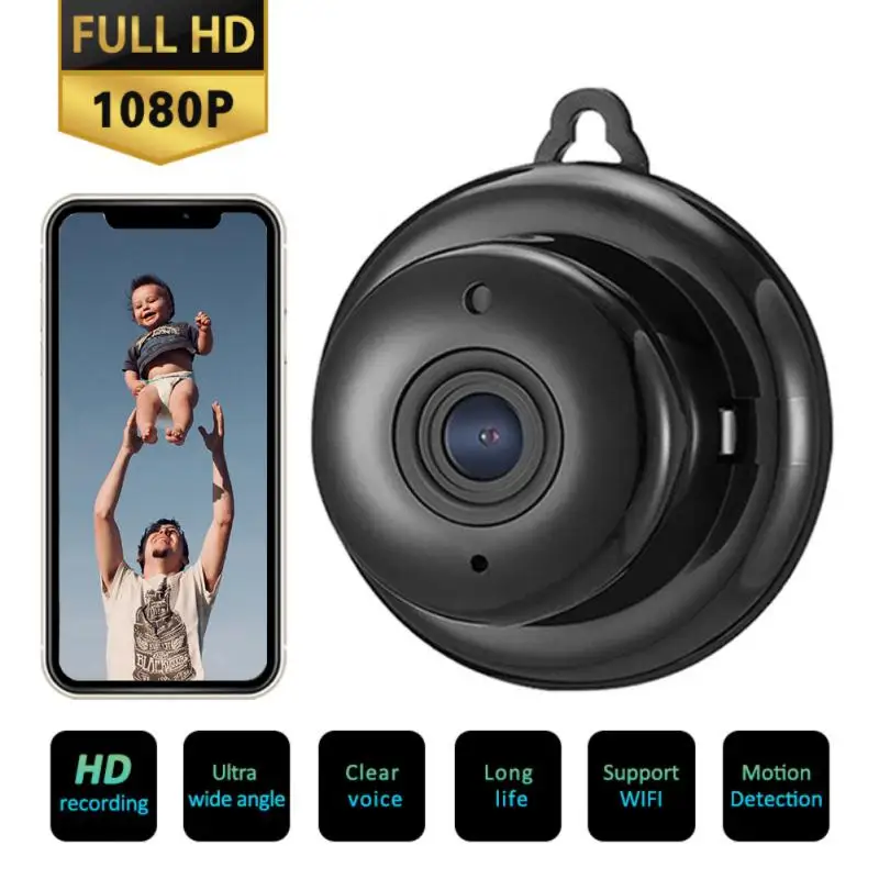 

Мини Wi-Fi IP-камера HD 1080P Беспроводная внутренняя камера ночное видение двухстороннее аудио Обнаружение движения Радионяня V380