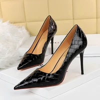 2022 sexy women 9 5cm high heels pumps lady leather serpentine pointed toe heels female stiletto scarpins wedding fetish shoes